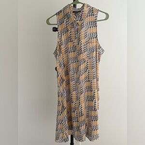 Alfani Geometric Print Shift Dress in Yellow and Gray
